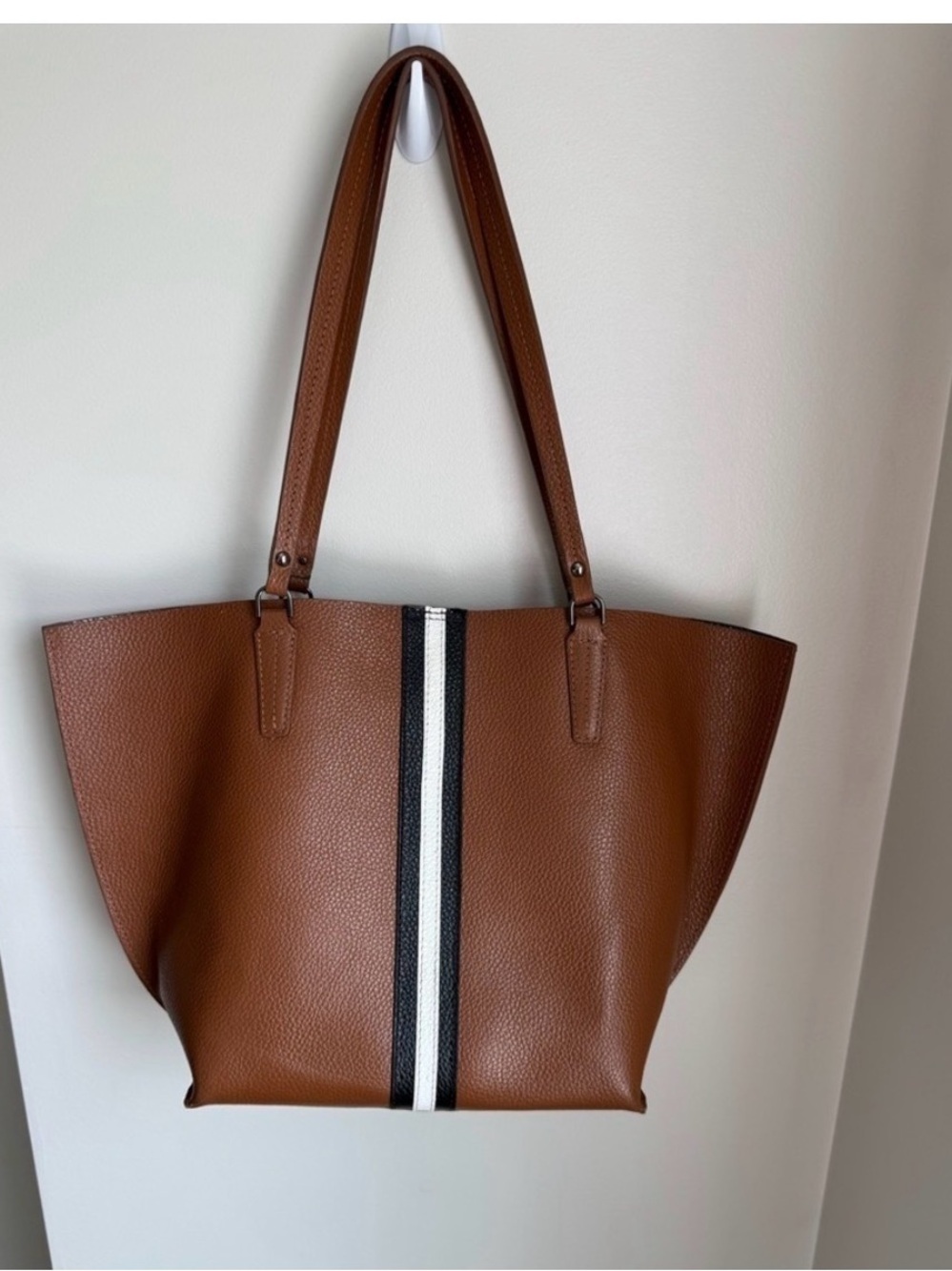 Botkier Brown Tote Bag with Black & White Stripe
